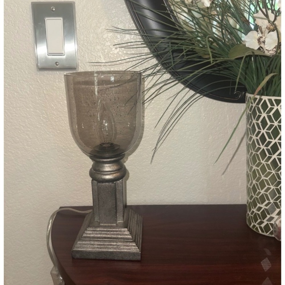 Smoked Glass Table Lamp Bedside Accent Lighting‎ Home Decor Modern Vintage